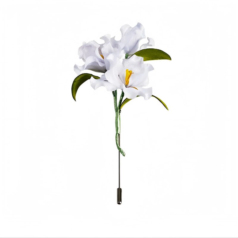 Mulberry Silk White Iris Brooch Mulberry Silk White Iris Brooch