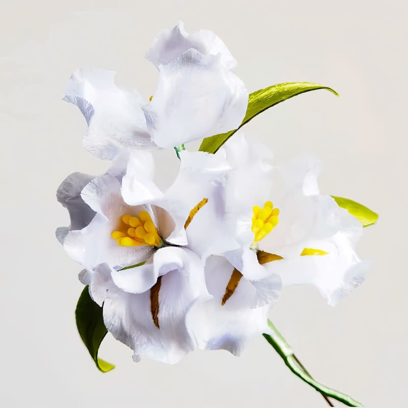 Mulberry Silk White Iris Brooch Mulberry Silk White Iris Brooch
