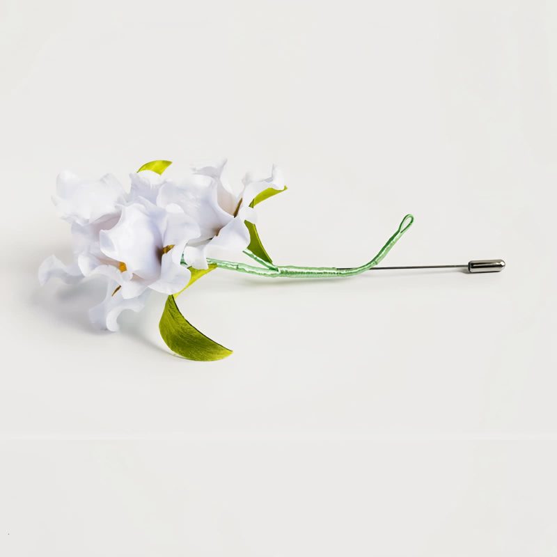 Mulberry Silk White Iris Brooch Mulberry Silk White Iris Brooch
