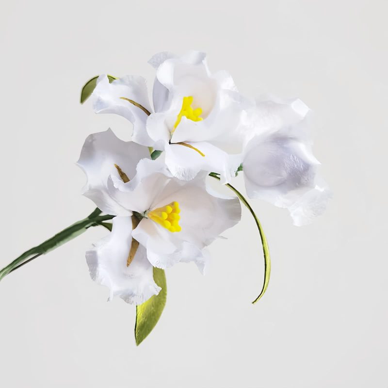 Mulberry Silk White Iris Brooch Mulberry Silk White Iris Brooch