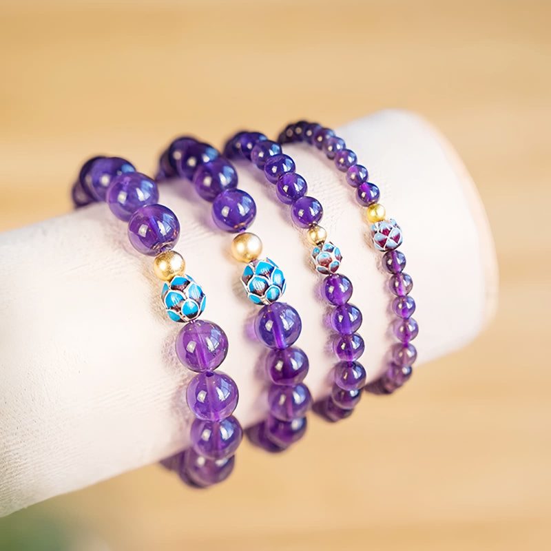 Natural Amethyst Lotus Blossom Healing Bracelet Natural Amethyst Lotus Blossom Healing Bracelet