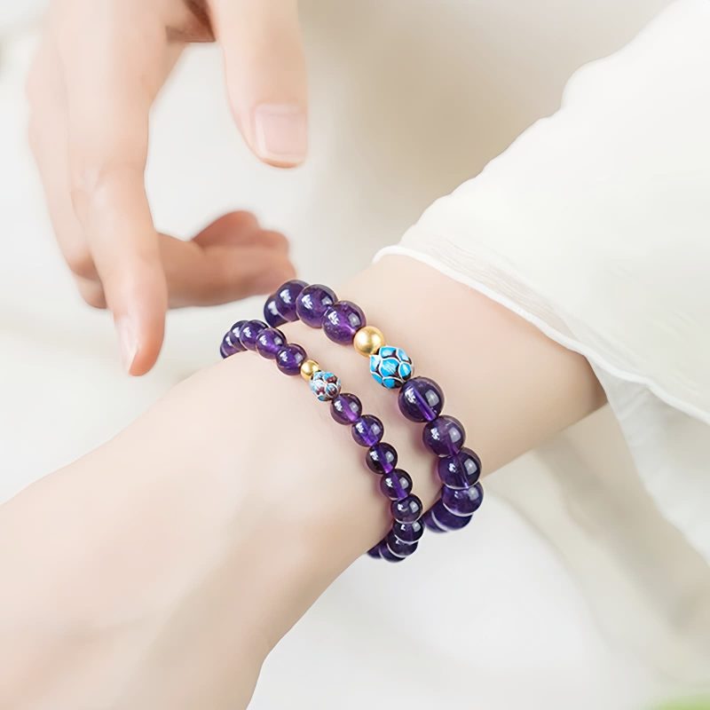 Natural Amethyst Lotus Blossom Healing Bracelet Natural Amethyst Lotus Blossom Healing Bracelet