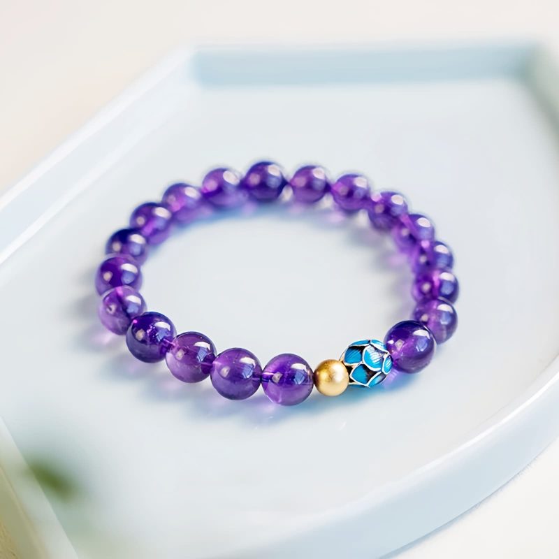 Natural Amethyst Lotus Blossom Healing Bracelet Natural Amethyst Lotus Blossom Healing Bracelet