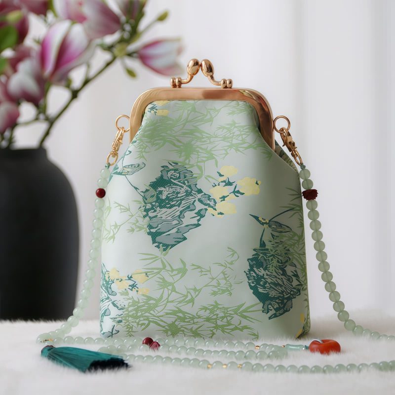 Retro-Tasche mit chinesischer Stickerei und Perlenkette Retro Chinese Embroidery Pearl Chain Bag