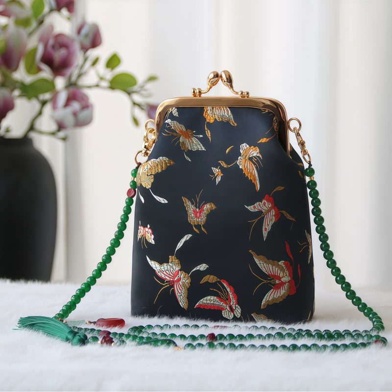 Retro-Tasche mit chinesischer Stickerei und Perlenkette Retro Chinese Embroidery Pearl Chain Bag