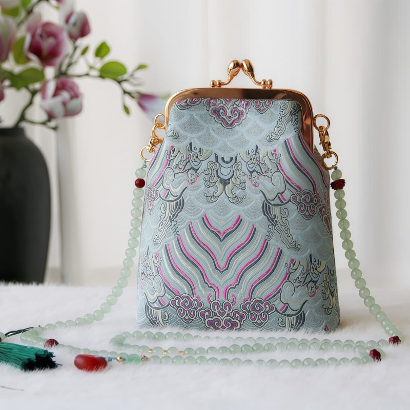Retro-Tasche mit chinesischer Stickerei und Perlenkette Retro Chinese Embroidery Pearl Chain Bag