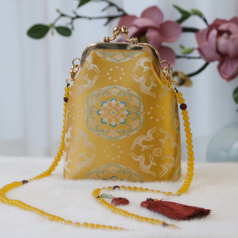 Retro-Tasche mit chinesischer Stickerei und Perlenkette Retro Chinese Embroidery Pearl Chain Bag