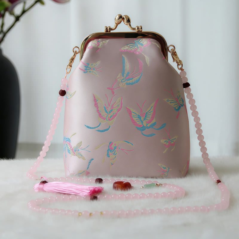 Retro-Tasche mit chinesischer Stickerei und Perlenkette Retro Chinese Embroidery Pearl Chain Bag