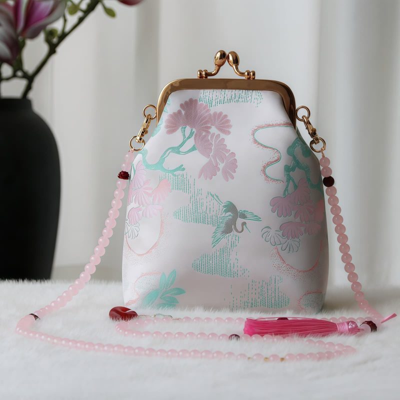 Retro-Tasche mit chinesischer Stickerei und Perlenkette Retro Chinese Embroidery Pearl Chain Bag