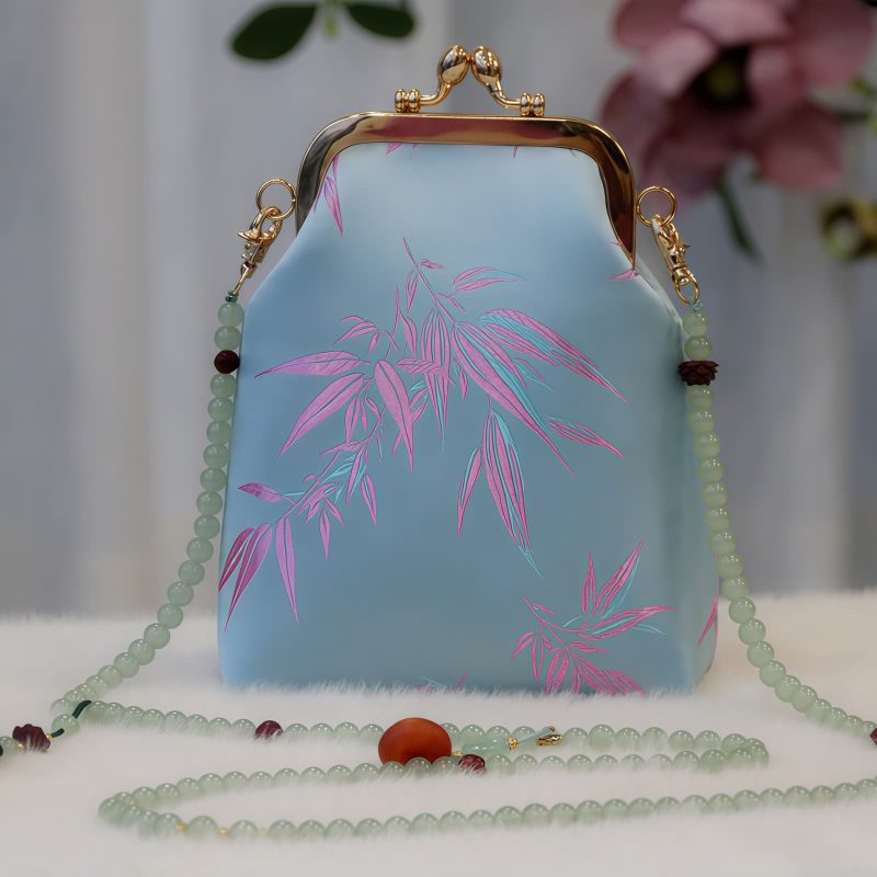 Retro-Tasche mit chinesischer Stickerei und Perlenkette Retro Chinese Embroidery Pearl Chain Bag