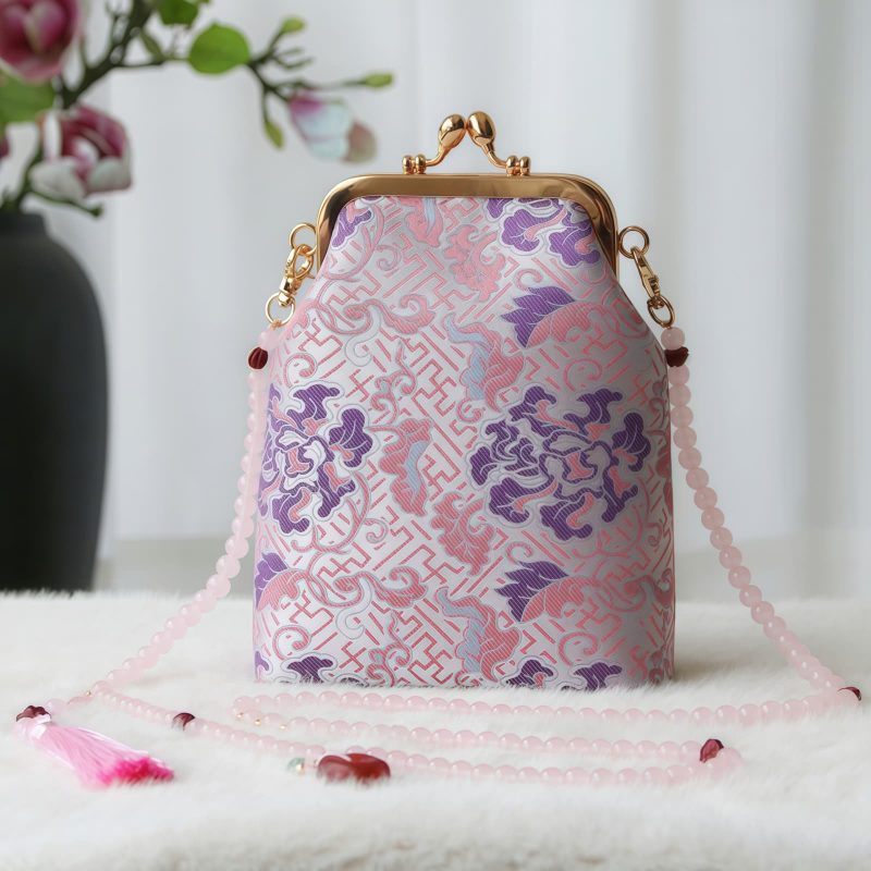 Retro-Tasche mit chinesischer Stickerei und Perlenkette Retro Chinese Embroidery Pearl Chain Bag