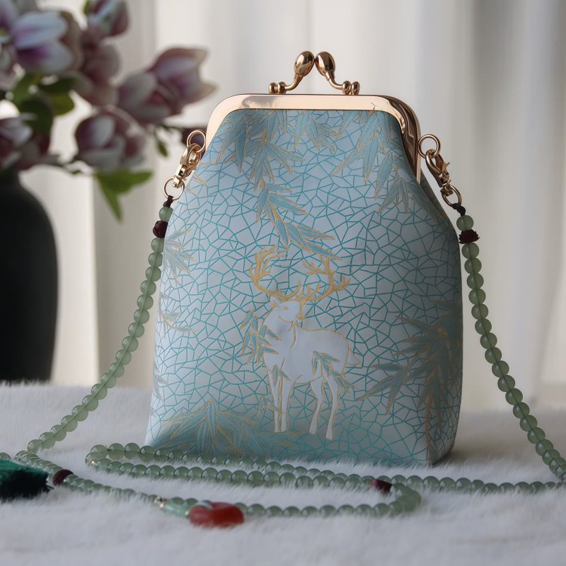 Retro-Tasche mit chinesischer Stickerei und Perlenkette Retro Chinese Embroidery Pearl Chain Bag