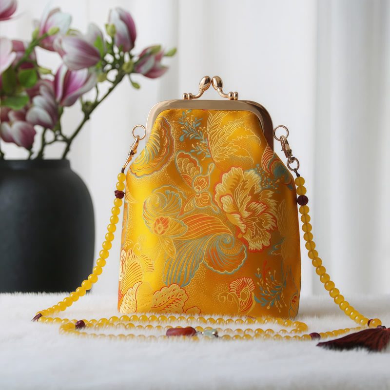 Retro-Tasche mit chinesischer Stickerei und Perlenkette Retro Chinese Embroidery Pearl Chain Bag