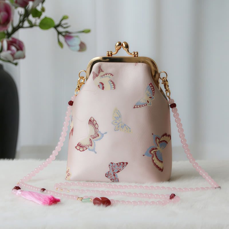 Retro-Tasche mit chinesischer Stickerei und Perlenkette Retro Chinese Embroidery Pearl Chain Bag