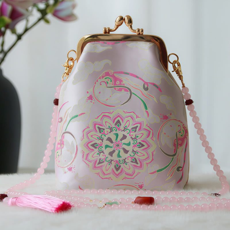 Retro-Tasche mit chinesischer Stickerei und Perlenkette Retro Chinese Embroidery Pearl Chain Bag