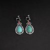 Pendientes Tibetanos de Gota en Turquesa: Esencia Étnica y Carácter Ancestral Tibet Turquoise Waterdrop Dangle Earrings