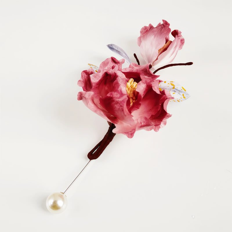 Tibetan Handmade Mulberry Silk Red Flower Brooch Tibetan Handmade Mulberry Silk Red Flower Brooch