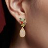 White Jade Red Agate Butterfly Dangle Earrings White Jade Red Agate Butterfly Dangle Earrings