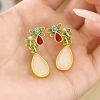 White Jade Red Agate Butterfly Dangle Earrings White Jade Red Agate Butterfly Dangle Earrings