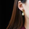 White Jade Red Agate Butterfly Dangle Earrings White Jade Red Agate Butterfly Dangle Earrings