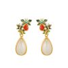 White Jade Red Agate Butterfly Dangle Earrings White Jade Red Agate Butterfly Dangle Earrings
