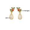 White Jade Red Agate Butterfly Dangle Earrings White Jade Red Agate Butterfly Dangle Earrings