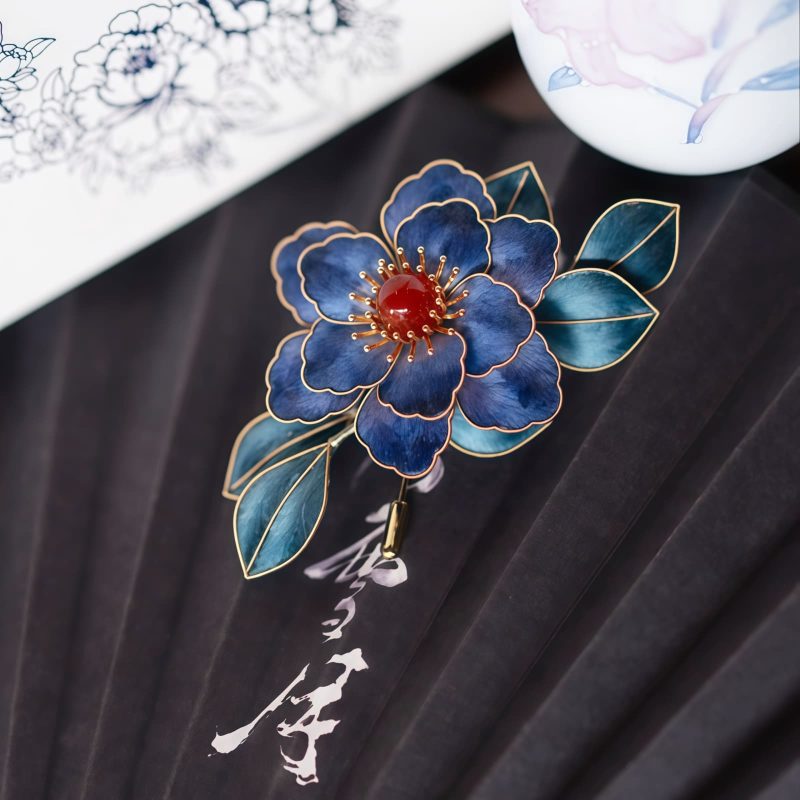 Yangzhou Silk Blue Floral Brooch Yangzhou Silk Blue Floral Brooch