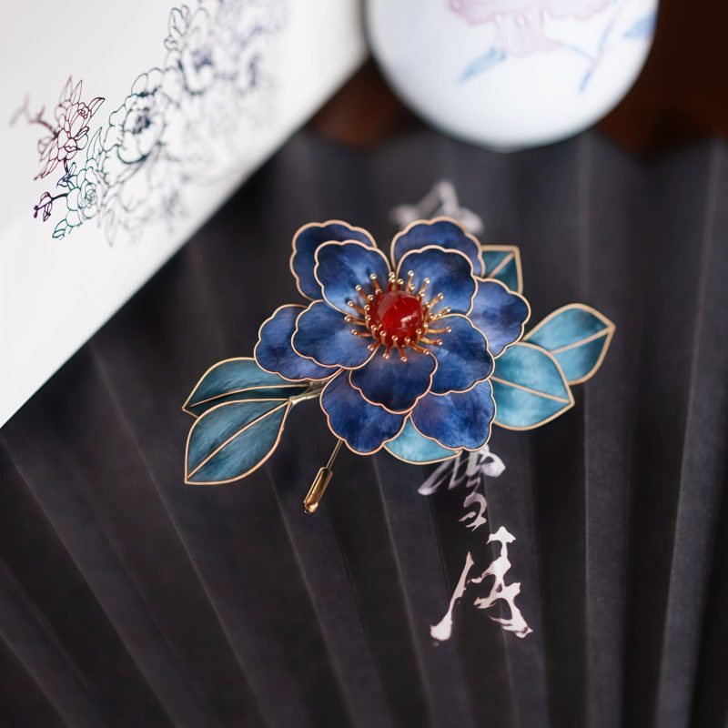 Yangzhou Silk Blue Floral Brooch Yangzhou Silk Blue Floral Brooch