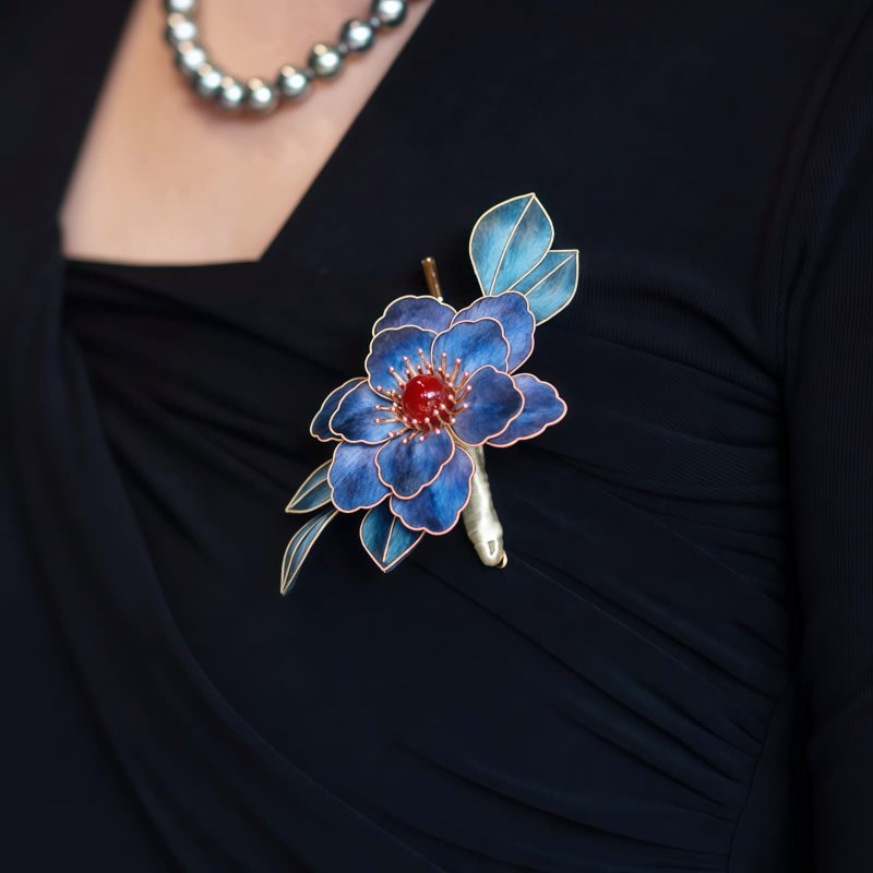 Yangzhou Silk Blue Floral Brooch Yangzhou Silk Blue Floral Brooch