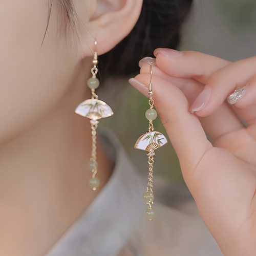 14K Gold Filled Bamboo Jade Earrings