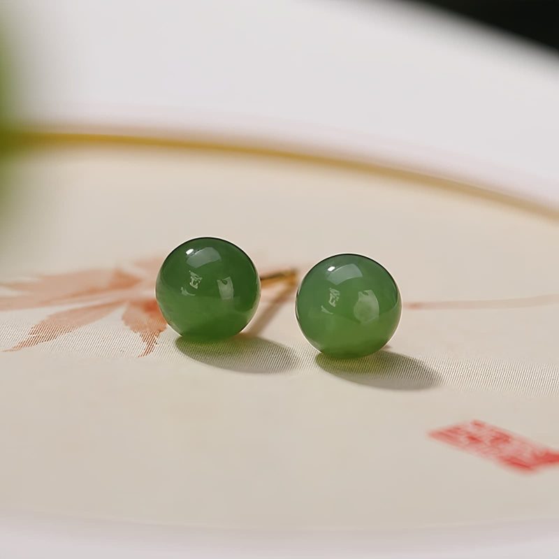 925 Silver Round Cyan Jade Calm Stud Earrings 925 Silver Round Cyan Jade Calm Stud Earrings