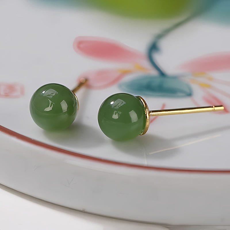 925 Silver Round Cyan Jade Calm Stud Earrings 925 Silver Round Cyan Jade Calm Stud Earrings