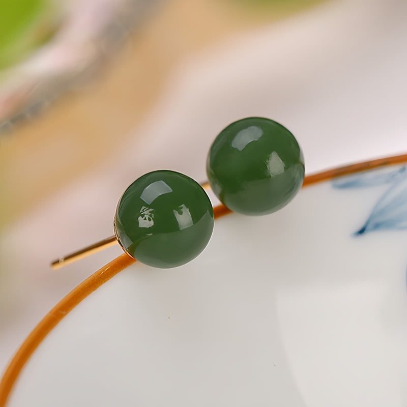 925 Silver Round Cyan Jade Calm Stud Earrings 925 Silver Round Cyan Jade Calm Stud Earrings