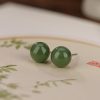 925 Silver Round Cyan Jade Calm Stud Earrings 925 Silver Round Cyan Jade Calm Stud Earrings