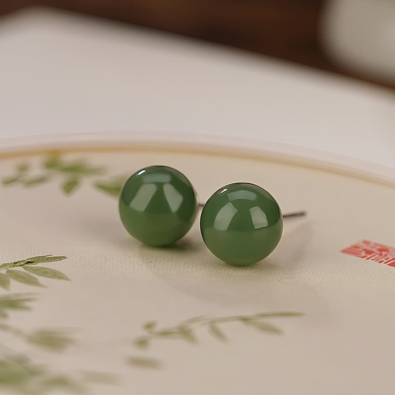 925 Silver Round Cyan Jade Calm Stud Earrings 925 Silver Round Cyan Jade Calm Stud Earrings