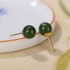 925 Silver Round Cyan Jade Calm Stud Earrings 925 Silver Round Cyan Jade Calm Stud Earrings