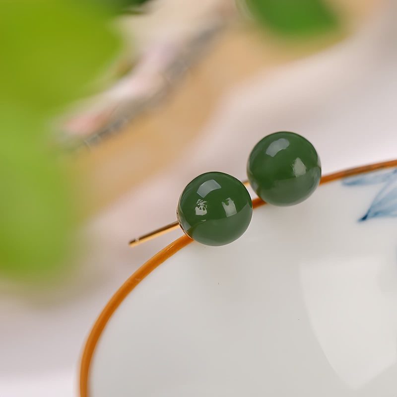 925 Silver Round Cyan Jade Calm Stud Earrings 925 Silver Round Cyan Jade Calm Stud Earrings