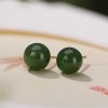 925 Silver Round Cyan Jade Calm Stud Earrings 925 Silver Round Cyan Jade Calm Stud Earrings
