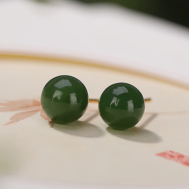925 Silver Round Cyan Jade Calm Stud Earrings 925 Silver Round Cyan Jade Calm Stud Earrings