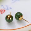 925 Silver Round Cyan Jade Calm Stud Earrings 925 Silver Round Cyan Jade Calm Stud Earrings