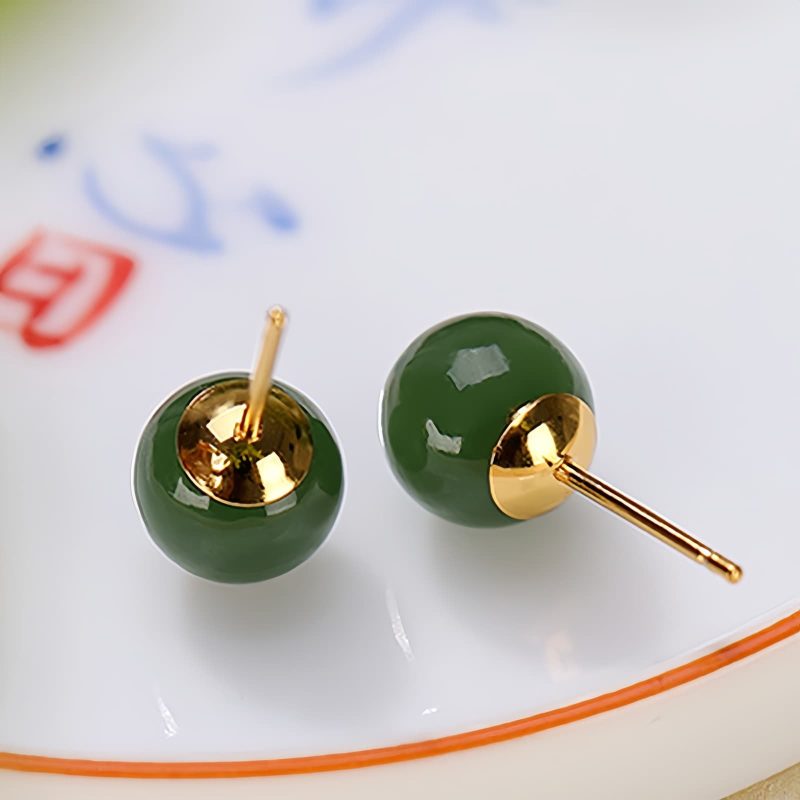 925 Silver Round Cyan Jade Calm Stud Earrings 925 Silver Round Cyan Jade Calm Stud Earrings