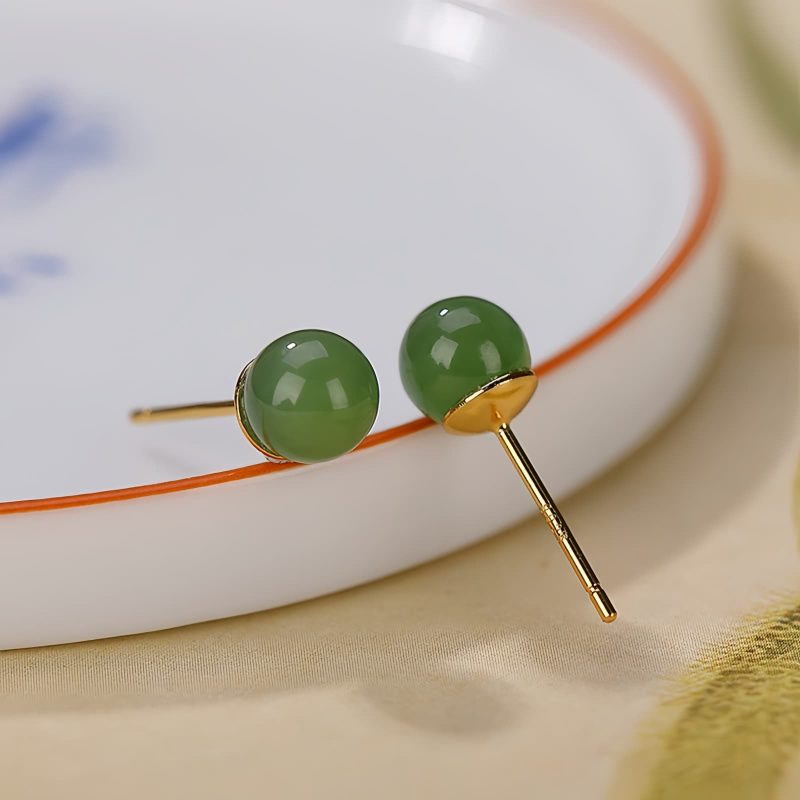 925 Silver Round Cyan Jade Calm Stud Earrings 925 Silver Round Cyan Jade Calm Stud Earrings