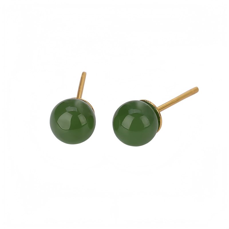 925 Silver Round Cyan Jade Calm Stud Earrings 925 Silver Round Cyan Jade Calm Stud Earrings