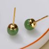 925 Silver Round Cyan Jade Calm Stud Earrings 925 Silver Round Cyan Jade Calm Stud Earrings