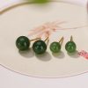925 Silver Round Cyan Jade Calm Stud Earrings 925 Silver Round Cyan Jade Calm Stud Earrings