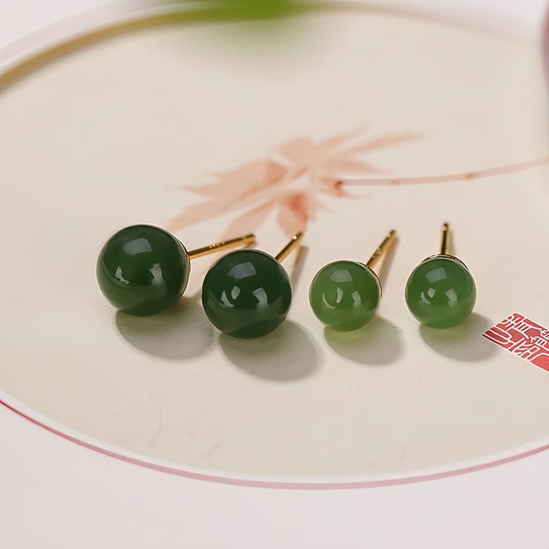925 Silver Round Cyan Jade Calm Stud Earrings 925 Silver Round Cyan Jade Calm Stud Earrings