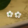 925 Silber Tridacna & Jade Blumen-Ohrstecker 925 Silver Tridacna Jade Flower Earrings
