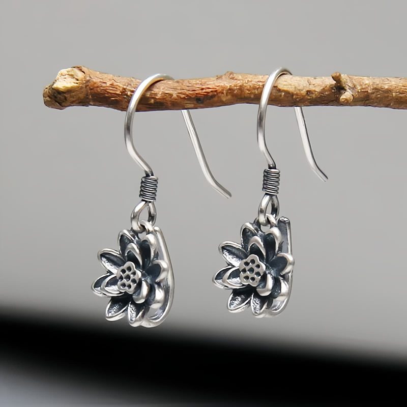925 Silver Lotus Flower Earrings 925 Silver Lotus Flower Earrings