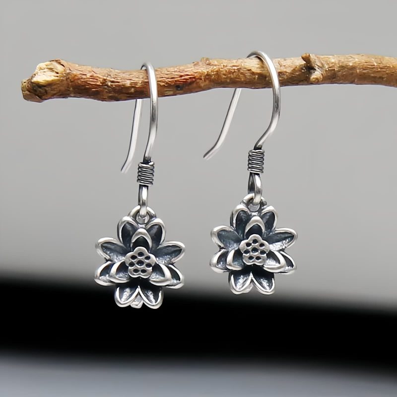 925 Silver Lotus Flower Earrings 925 Silver Lotus Flower Earrings