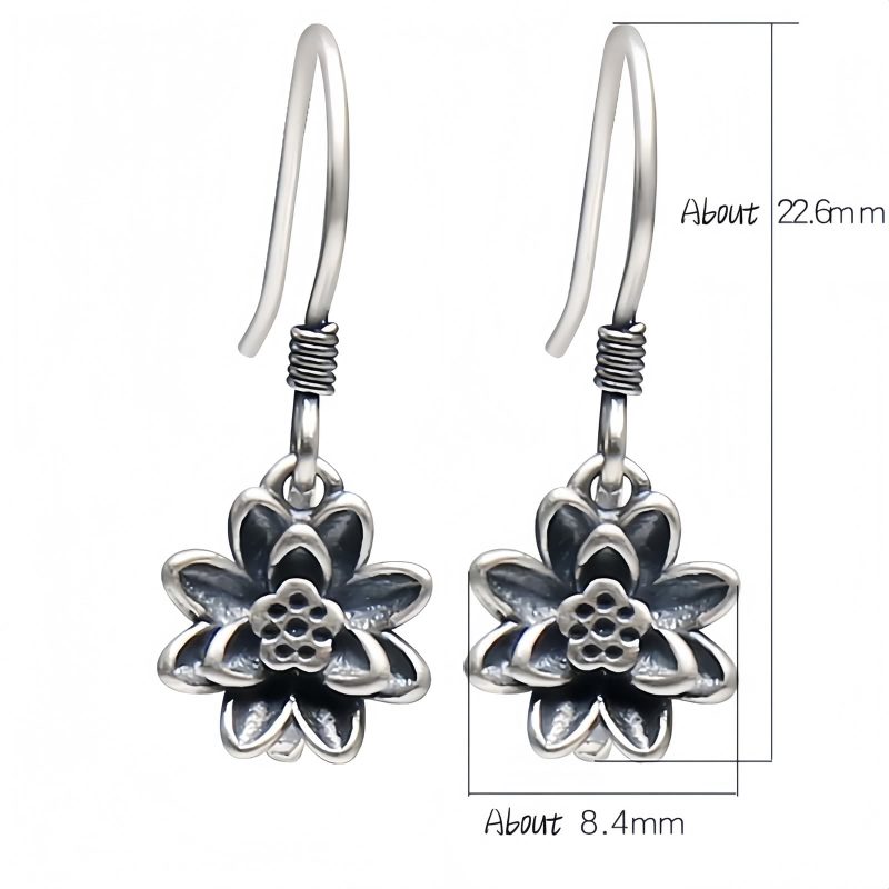 925 Silver Lotus Flower Earrings 925 Silver Lotus Flower Earrings